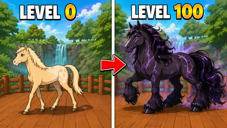 1 Horse Evolution levels: Progress Bars and Level Caps